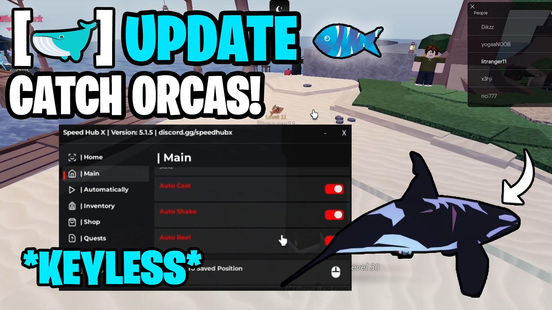 NEW Fisch Script *KEYLESS* – Auto Fish, Auto Reel, Auto Shake, Auto Get Orcas & More!