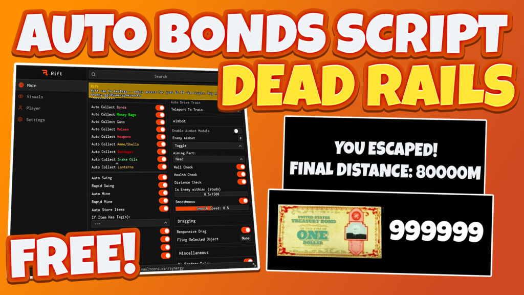 NEW Dead Rails Script *NO KEY* – Auto Win, Auto Play, Auto Bonds, Auto Kill & More! 🚂🔥